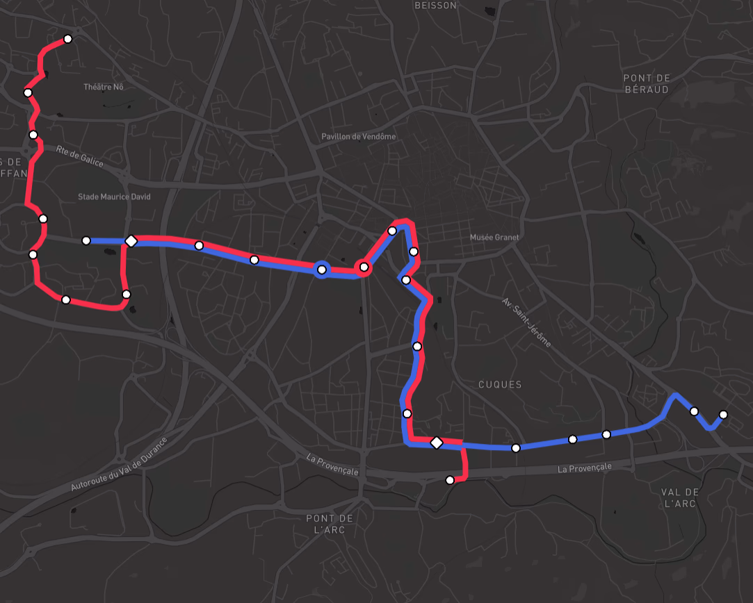 Cartographie de la future ligne B de l'Aixpress