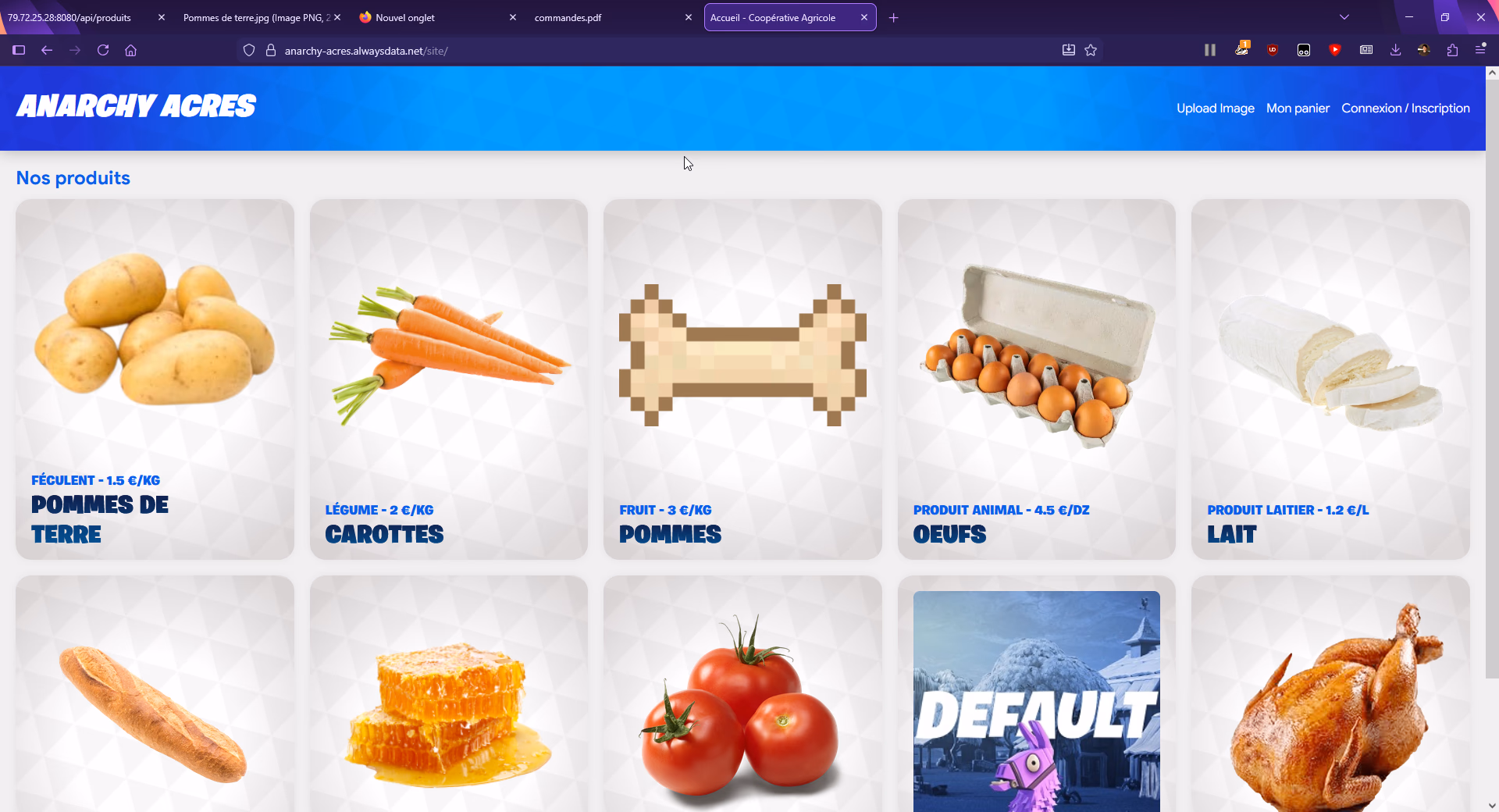 API Produits et utilisateurs d'une coopérative agricole
