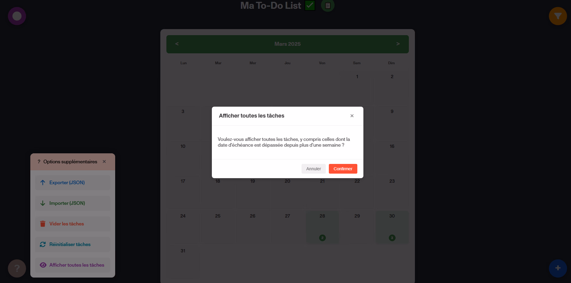 Modale de confirmation