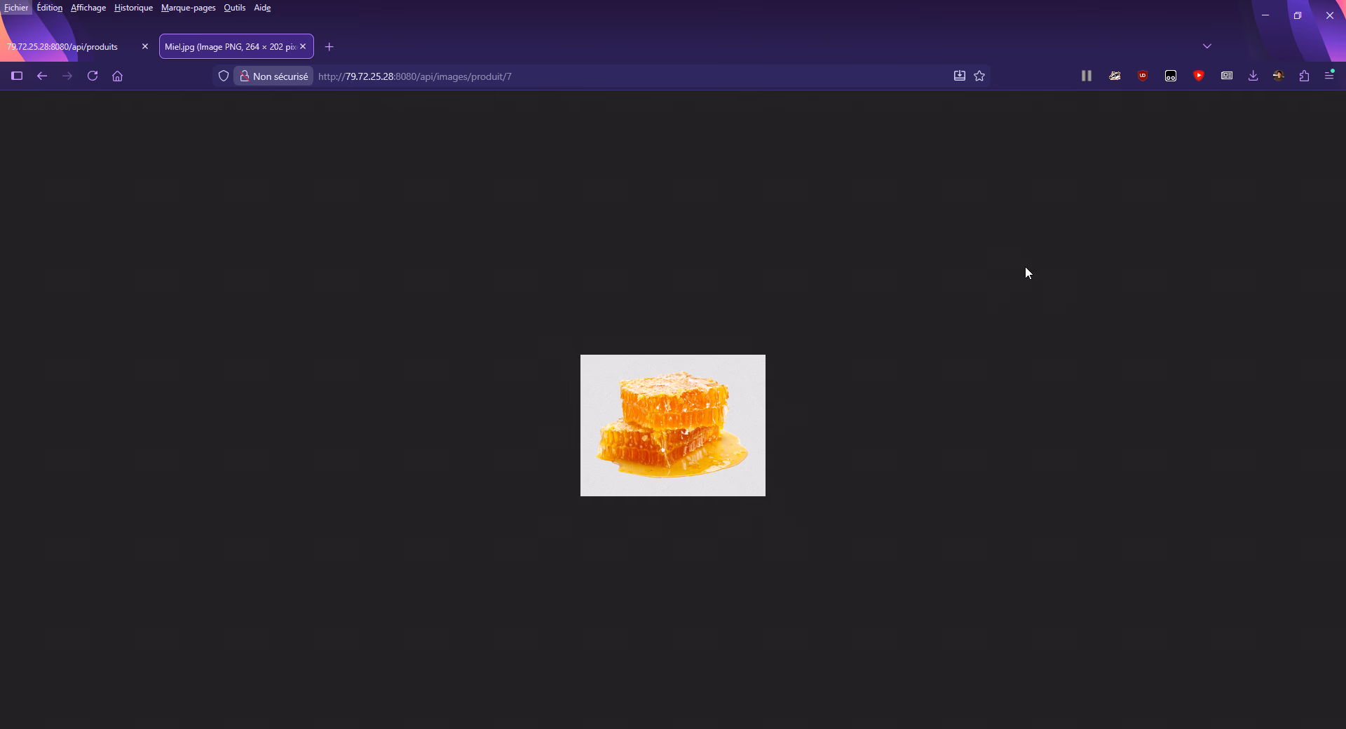 Appel GET de l'image du miel